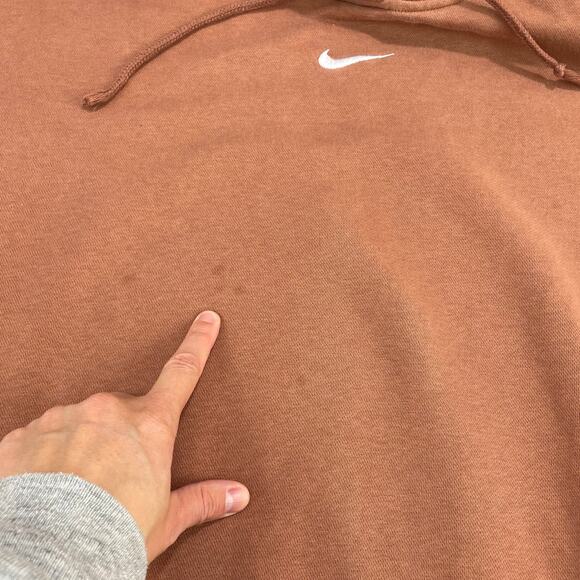 Nike Middle Swoosh Pullover Hooded Sweatshirt Brown Orange size S - Picture 4 of 8